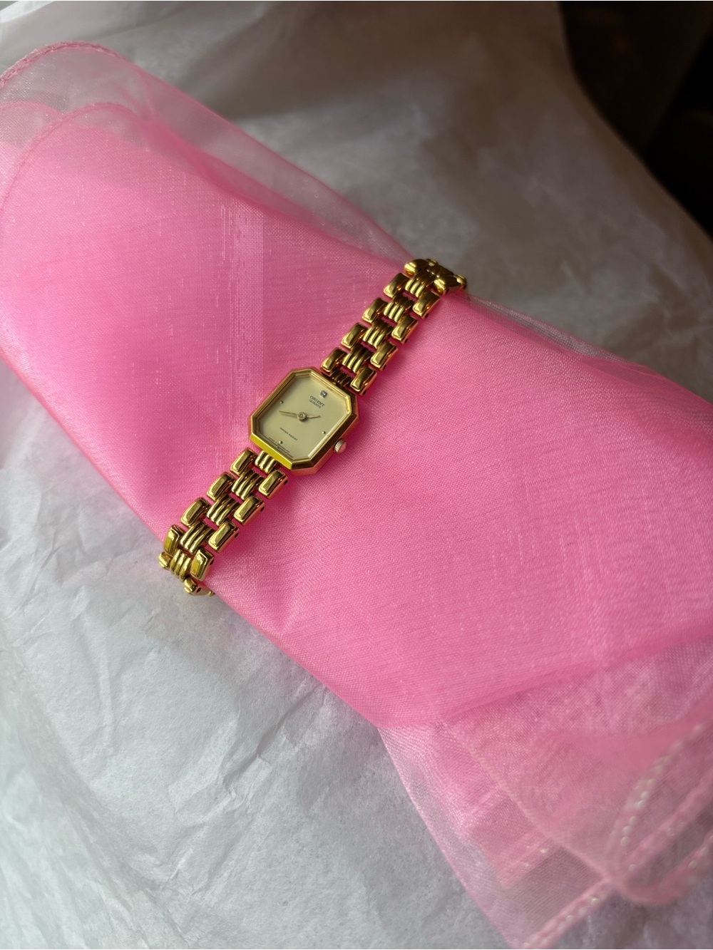 Orient Quartz Water-Resistant Japan Movement Women’s Gold-Tone Watch
